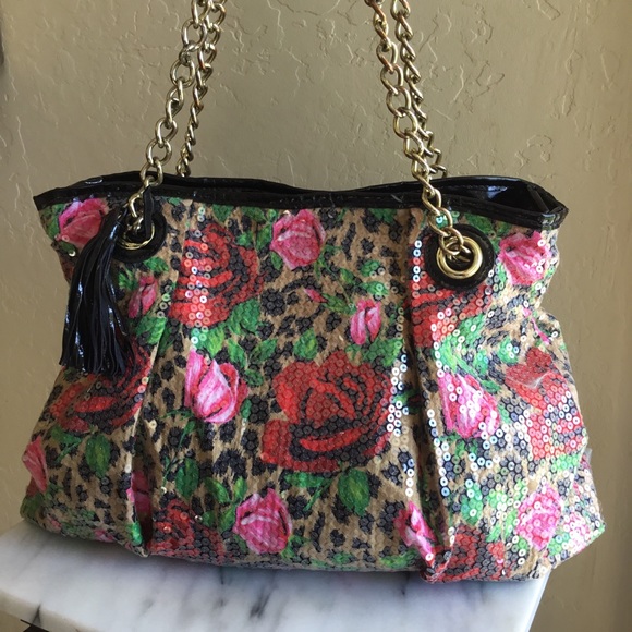 Flowers 🌺 and Sequins Betsy Johnson Purse - Picture 3 of 7